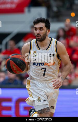 Facundo Campazzo joueur argentin de base, joueur du Real Madrid basket, pendant le match UCAM Murcia CB vs REAL MADRID basket, ACB, Endesa Basketball Leagu Banque D'Images