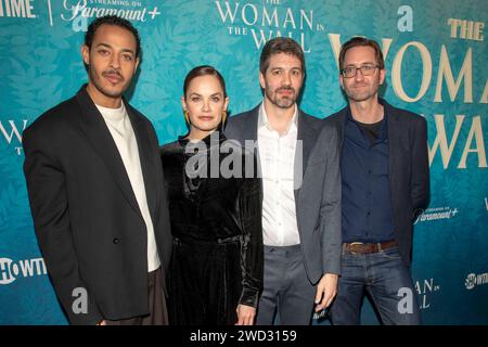 New York, États-Unis. 17 janvier 2024. Daryl McCormack, Ruth Wilson, Joe Murtagh et Simon Maxwell assistent à la première édition de « The Woman in the Wall » au Metrograph à New York, États-Unis, le 17 janvier 2024. (Photo de Thenews2/NurPhoto) crédit : NurPhoto SRL/Alamy Live News Banque D'Images