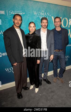 New York, États-Unis. 17 janvier 2024. Daryl McCormack, Ruth Wilson, Joe Murtagh et Simon Maxwell assistent à la première édition de « The Woman in the Wall » au Metrograph à New York, États-Unis, le 17 janvier 2024. (Photo de Thenews2/NurPhoto) crédit : NurPhoto SRL/Alamy Live News Banque D'Images