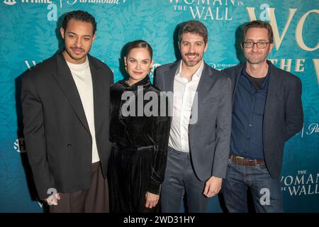 New York, États-Unis. 17 janvier 2024. Daryl McCormack, Ruth Wilson, Joe Murtagh et Simon Maxwell assistent à la première édition de « The Woman in the Wall » au Metrograph à New York, États-Unis, le 17 janvier 2024. (Photo de Thenews2/NurPhoto) crédit : NurPhoto SRL/Alamy Live News Banque D'Images