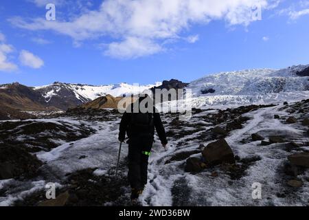 Falljökull est un glacier en Islande qui forme une langue glaciaire de Vatnajökull. Banque D'Images