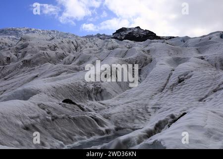 Falljökull est un glacier en Islande qui forme une langue glaciaire de Vatnajökull. Banque D'Images