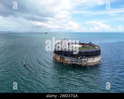 Spitbank Sea fort de l'île de Wight UK drone, aérien Banque D'Images