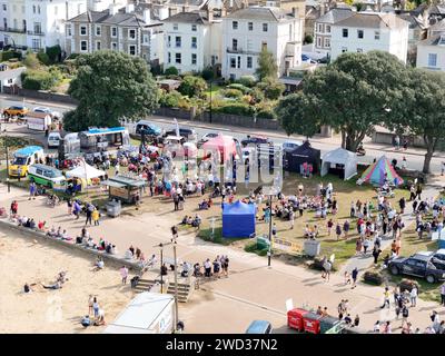 Foules à la piste de scooter Ryde Isle of Wight UK drone, aérien Banque D'Images