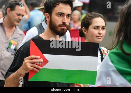 Mouvements sociaux, Palestiniens et sympathisants protestent contre 'Global Call - cessez le feu maintenant! Arrêtez le génocide à Gaza. Banque D'Images