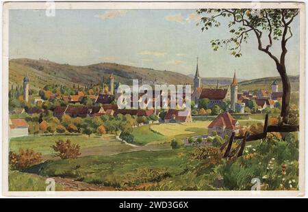 Carte postale antique montrant Würzburg-Ochsenfurter Maintal. Würzburg, Bavière, Allemagne. Circa 1914 Banque D'Images