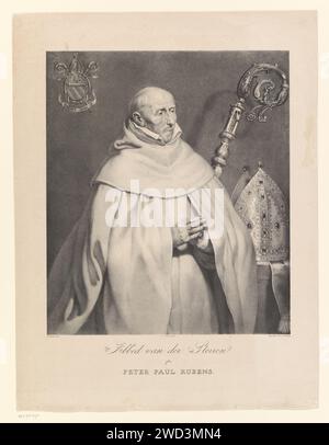 Portrait van Matthaeus Yrsselius, Edvard Lehmann, d'après Peter Paul Rubens, 1825 - 1892 papier imprimé personnages historiques. homme adulte. abbot Banque D'Images