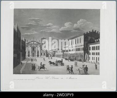 Piazza Sordello te Mantua, Giacinto Maina, d'après Filippo Luigi Montini, 1810 - 1845 imprimer vue de la Piazza Sordello à Mantoue. A gauche la façade du Dom, à droite le Palazzo del Capitano. Plusieurs figures sur la place. Imprimeur : Italiaaprès dessin par : Italiprinter : Mantoue Paper gravure Church (extérieur). place, place, cirque, etc Mantoue Banque D'Images