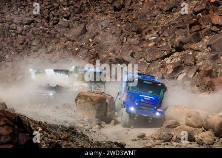 610 BELLINA Claudio (ita), GOTTI Bruno (ita), ARNOLETTI Marco (ita), MM Technology, Iveco PowerStar, FIA Truck, action lors de l'étape 11 du Dakar 2024 le 18 janvier 2024 entre Al Ula et Yanbu, Arabie Saoudite Banque D'Images