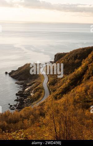 Route sinueuse dans les montagnes norvégiennes Banque D'Images
