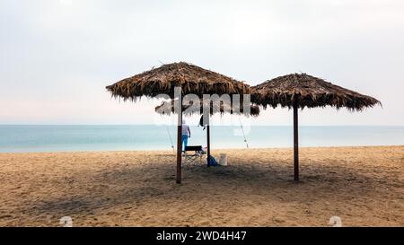 Matin en vue Fanateer Beach - Al Jubail, Arabie saoudite. Banque D'Images