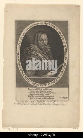 Portrait van Christian von Brandenburg -Kulmbach, Lucas Kilian, 1603 - 1637 print texte en latin dans le cadre et dans la marge inférieure. gravure sur papier / gravure de personnes historiques. souverain, souverain Banque D'Images