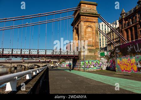 Pont suspendu de South Portland Street, Glasgow, Scotland Banque D'Images