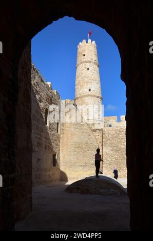 Ribat, une forteresse médiévale à Monastir en Tunisie. Banque D'Images