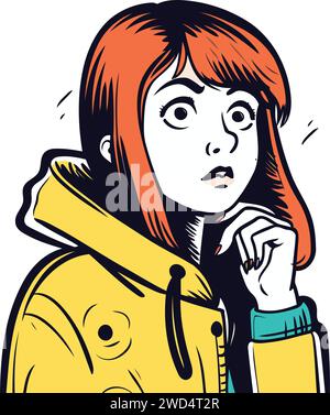 Illustration vectorielle d'une femme dans un trench coat regardant la caméra. Illustration de Vecteur