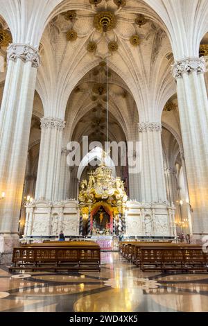 Saragosse, Espagne - 30 mars 2023 : intérieur de la cathédrale du Salvador, la Seo, à Saragosse, Espagne . Photo de haute qualité Banque D'Images