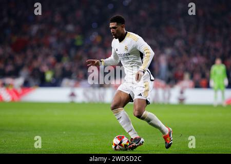 MADRID, ESPAGNE - 18 JANVIER 2024:Jude Bellingham du Real Madrid lors du match de la Copa del Rey Round of 16 entre l'Atletico de Madrid et le Real Madrid au stade Civitas Metropolitano. Crédit : Guille Martinez/AFLO/Alamy Live News Banque D'Images