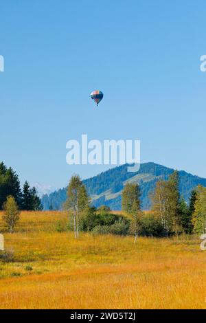 Montgolfière au-dessus de l'amarrage de Rothenthurm dans le canton de Schyz, Suisse Banque D'Images