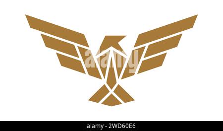 Étiquette d'oiseau, signe, logo Eagle, Raven, marque Phoenix. Logo oiseau d'or, signe de société modèle, icône héraldique de mouche sauvage. Symbole d'emblème de modèle graphique, logo d'oiseau de silhouette. Illustration vectorielle Illustration de Vecteur