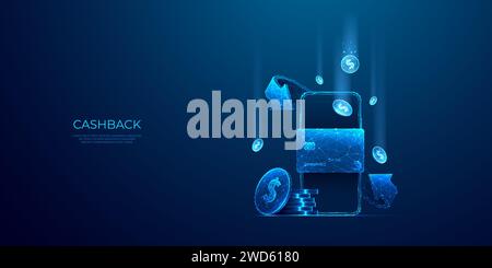 Téléphone abstrait, carte bancaire de crédit, et pièces tombantes sur un écran mobile Illustration de Vecteur