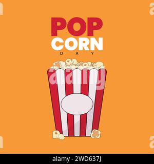 Jour du popcorn 19 janvier Vector Popcorn Day illustration Illustration de Vecteur