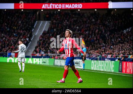 Madrid, Madrid, Espagne. 18 janvier 2024. Antoine Griezmann de l'Atletico Madrid vu lors du match de football valable pour le tour de 16 du tournoi Copa del Rey entre l'Atletico Madrid et le Real Madrid joué à l'Estadio Metropolitano à Madrid, Espagne. (Image de crédit : © Alberto Gardin/ZUMA Press Wire) USAGE ÉDITORIAL SEULEMENT! Non destiné à UN USAGE commercial ! Banque D'Images