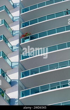 Jardinière sur le balcon d'une tour résidentielle Banque D'Images