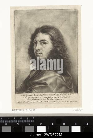 Autoportrait de Nicolaas Walraven van Haeften, Nicolaes van Haeften, 1683 - 1715 tirage Anvers gravure papier portrait, autoportrait de l'artiste Banque D'Images