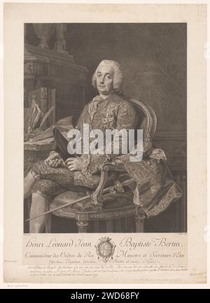 Portret van Henri Léonard Jean Baptiste Bertin, René Gaillard, d'après Alexander Roslin, 1769 - 1790 impression papier gravure / gravure de personnages historiques Banque D'Images