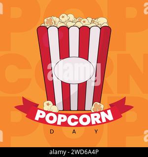 Jour du popcorn 19 janvier Vector Popcorn Day illustration Illustration de Vecteur