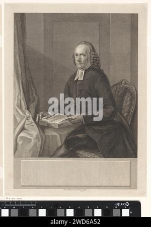 PortraT van Johan Diedrich Deiman, Reinier Vinkeles (I), 1782 print Portrait de Johan Diedrich Deiman, pasteur luthérien à Amsterdam, assis sur une chaise avec une Bible ouverte pour lui. Amsterdam gravure sur papier / gravure Banque D'Images