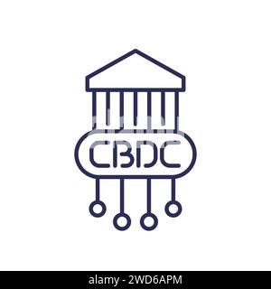 CBDC, icône de ligne de monnaie numérique Illustration de Vecteur