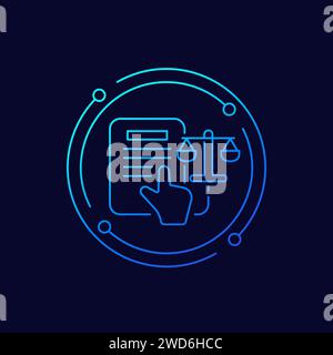 icône d'aide juridique en ligne, vecteur linéaire Illustration de Vecteur
