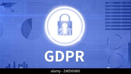 L'icône de cadenas numérique avec RGPD souligne les lois strictes de l'UE en matière de confidentialité et de sécurité des données. » Banque D'Images