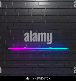 Lignes lumineuses au néon multicolores abstraites. 3d illustration. Banque D'Images