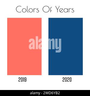 Principales couleurs tendances des années 2019 corail vivant et 2020 bleu classique Banque D'Images