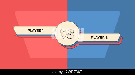 Par rapport au modèle rétro. Affiche vs Groovy. Couverture de combat avec emblème et bannière vide pour les noms des concurrents. Illustration vectorielle avec espace de copie. Illustration de Vecteur