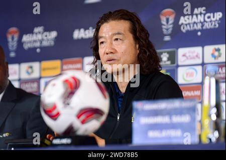 Doha, Qatar. 19 janvier 2024. AFC Asian Cup Qatar 2023, Conférence de presse d'avant-match - Malaisie, Doha, Qatar au centre-ville de Msheireb. Banque D'Images