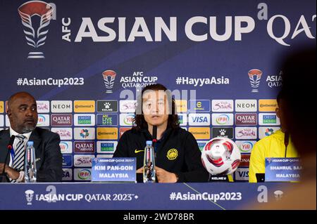 Doha, Qatar. 19 janvier 2024. AFC Asian Cup Qatar 2023, Conférence de presse d'avant-match - Malaisie, Doha, Qatar au centre-ville de Msheireb. Banque D'Images