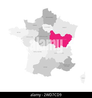 Bourgogne-Franche-Comté - carte de division administrative, région, rose surlignée sur la carte de France Illustration de Vecteur