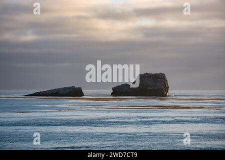 Les rochers dans l'océan le long de la Pacific Coast Highway Banque D'Images