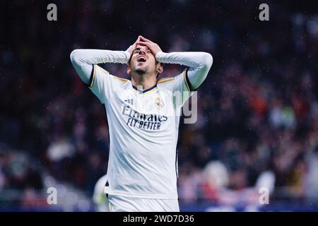 Madrid, Espagne. 19 janvier 2024. Dani Ceballos du Real Madrid réagit lors du match de Copa del Rey Round of 16 entre l'Atletico de Madrid et le Real Madrid au Civitas Metropolitan Stadium. Score final ; Atletico de Madrid 4:2 Real Madrid. Crédit : SOPA Images Limited/Alamy Live News Banque D'Images