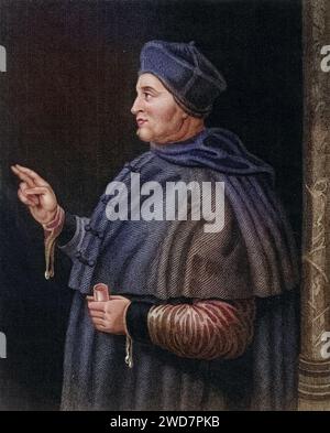 Thomas Wolsey (1475?-1530) Englischer Staatsmann und Kirchenmann, Erzbischof von York, 1515 vom Papst zum Kardinal ernannt und am Weihnachtsabend desselben Jahres von Heinrich VIII Zum Lordkanzler von England, fiel beim König in Ungnade wegen der Verzögerung des Scheidungsverfahrens gegen Katharina von Aragon, starb auf dem Weg nach London als Gefangener, Stich aus the World's Great Men (Londres, UM 1870), Historisch, digital restaurierte Reproduktion von einer Vorlage aus dem 19. Jahrhundert, Date d'enregistrement non indiquée Banque D'Images