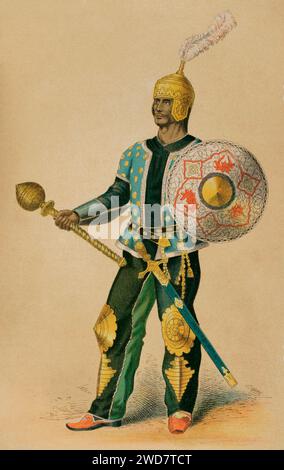 Ancienne Perse. Empire Timuride. Général persan du 15e siècle. Chromolithographie. Historia Universal', de César Cantú. Volume IX, 1881. Banque D'Images