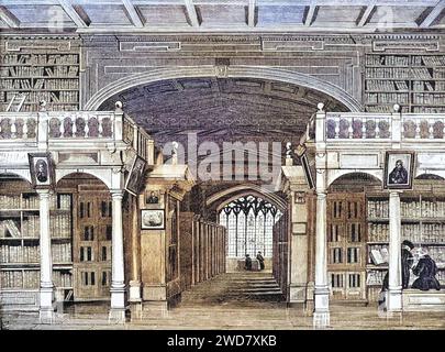 Innenraum der Bodleian Library Aus Old England's Worthies von Lord Brougham und anderen, veröffentlicht in London UM 1880, Historisch, digital restaurierte Reproduktion von einer Vorlage aus dem 19. Jahrhundert, Date d'enregistrement non indiquée Banque D'Images