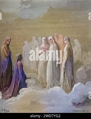Illustration für Paradiso, die Göttliche Komödie von Dante Alighieri Canto von Gustave Dore 1832-1883, französischer Künstler, Inferno, Hölle, Paradies, Engel, Verdammnis, Historisch, digital restaurierte Reproduktion von einer Vorlage aus dem 19. Jahrhundert, Date d'enregistrement non indiquée Banque D'Images