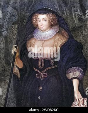 Frances Howard, Herzogin von Richmond, Herzogin von Lennox, ca. 1578-1639. Ehefrau von Ludovic Stuart, Herzog von Richmond. AUS dem Buch Lodge's British Portraits erschienen in London 1823., Historisch, digital restaurierte Reproduktion von einer Vorlage aus dem 19. Jahrhundert, Date d'enregistrement non indiquée Banque D'Images