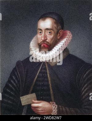 Sir Francis Walsingham ca. 1532 - 1590 Englischer Staatsmann und Spionagebeauftragter von Königin Elisabeth I., Aus dem Buch Lodge's British Portraits erschienen in London 1823., Historisch, digital restaurierte Reproduktion von einer Vorlage aus dem 19. Jahrhundert, Date d'enregistrement non indiquée Banque D'Images