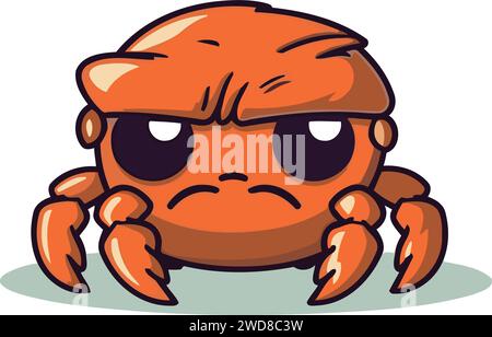Mascotte de dessin animé de crabe en colère Illustration vectorielle isolée sur fond blanc. Illustration de Vecteur