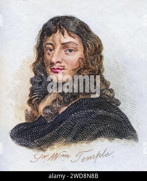 Sir William Temple 1. Baronet 1628 - 1699 Britischer Staatsmann und essayist aus dem Buch Crabbs Dictionnaire historique aus 1825, Historisch, digital restaurierte Reproduktion von einer Vorlage aus dem 19. Jahrhundert, Date d'enregistrement non indiquée Banque D'Images